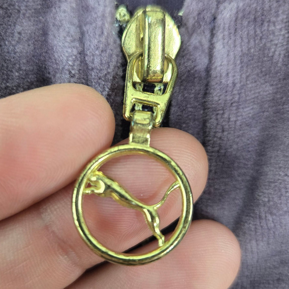 Y2K Puma Purple Velour Track Jacket Full Zip Logo Retro Sweater Size Medium - Picture 5 of 12